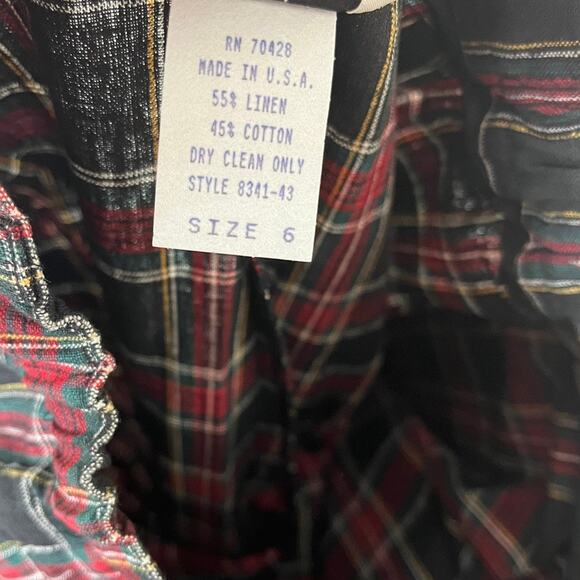 Sharon Young Plaid Pants Linen Cotton High Rise Trousers Retro Women Size 6 New - Picture 4 of 16